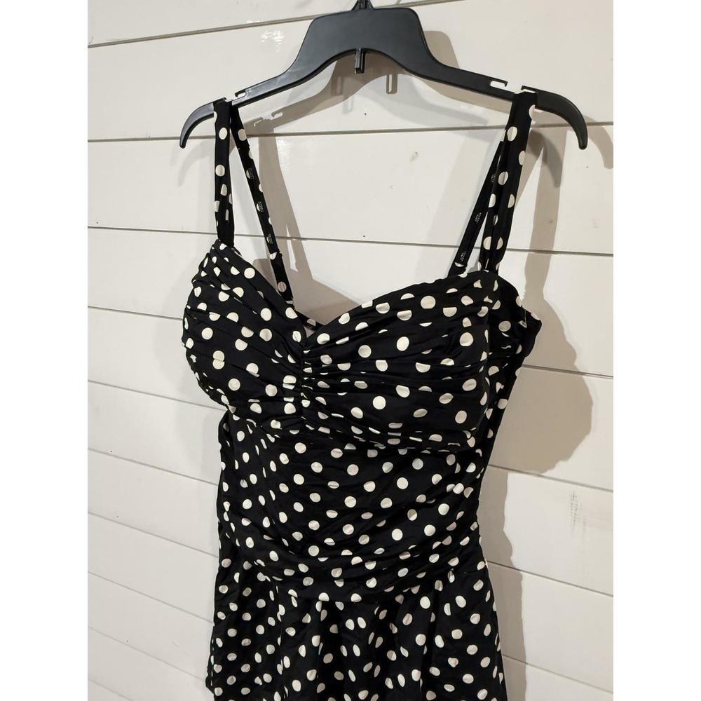 Bleu Rod Beattie Women's Black/White Polka Dot Swim Dress 18W - Picture 4 of 5